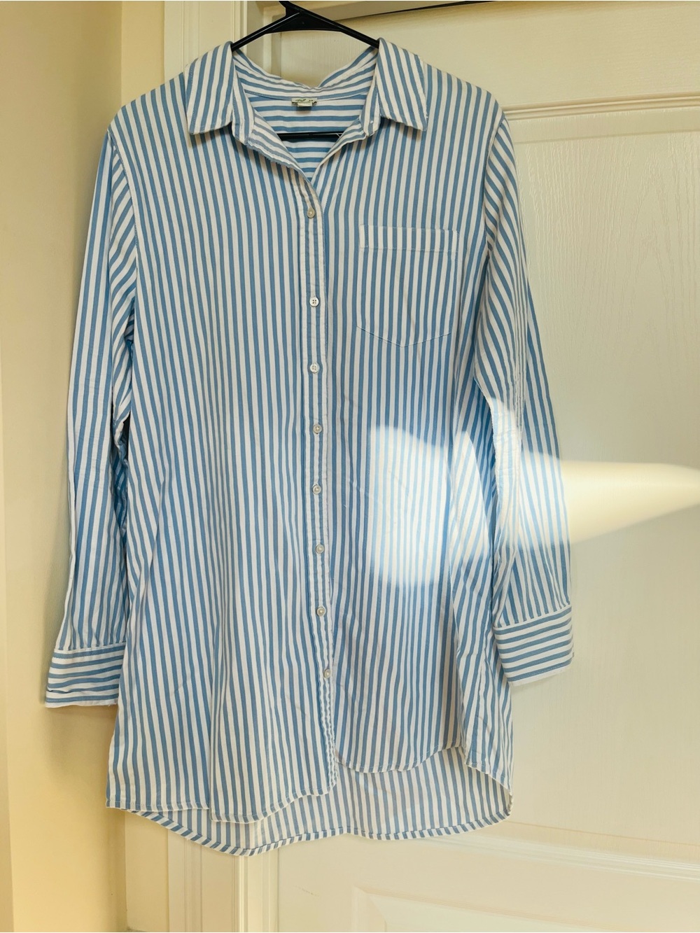 NWOT Aerie Blue and White Striped Button-Up Shirt Dress